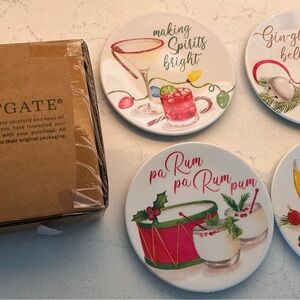 Frontgate Bar Appetizer Christmas Plates Cocktails Set of 8